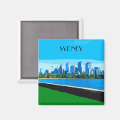 Sydney Harbour Vintage Travel Art Magent Magneet (Voorkant / Achterkant)