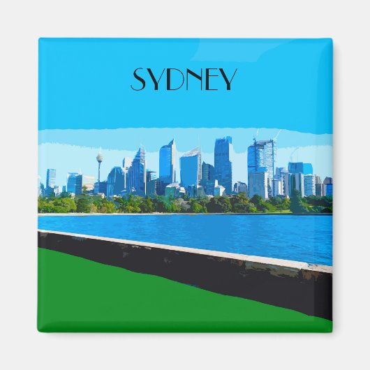 Sydney Harbour Vintage Travel Art Magent Magneet (Voorkant)