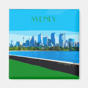 Sydney Harbour Vintage Travel Art Magent Magneet