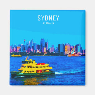 Sydney Harbour Vintage Travel Art Magent Magneet