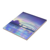 Sydney Harbour waterverf Paarse Sunset Tegeltje (Zijkant)