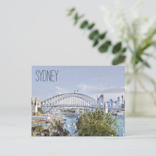 sydney-haven gestileerd briefkaart (Staand voorkant)