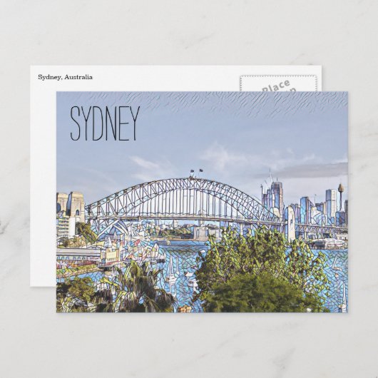 sydney-haven gestileerd briefkaart (Voorkant / Achterkant)