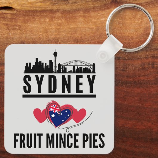 Sydney houdt van fruit gehakt taarten stadsbeeld sleutelhanger (Achterkant)