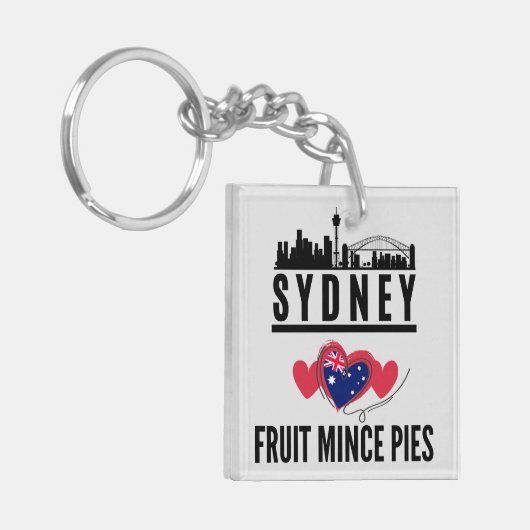 Sydney houdt van fruit gehakt taarten stadsbeeld sleutelhanger (Voorkant Links)