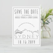 Sydney Huwelijk Deco Stijl Skyline Save the Date Kaart (Staand voorkant)