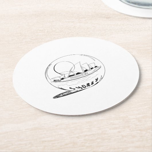 Sydney in een glazen wereldbol ronde kartonnen onderzetter (Gebogen)