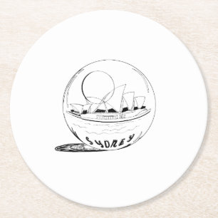 Sydney in een glazen wereldbol ronde kartonnen onderzetter