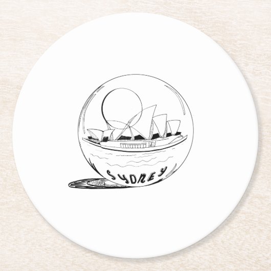 Sydney in een glazen wereldbol ronde kartonnen onderzetter (Voorkant)