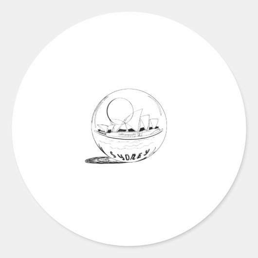 Sydney in een glazen wereldbol ronde sticker (Voorkant)