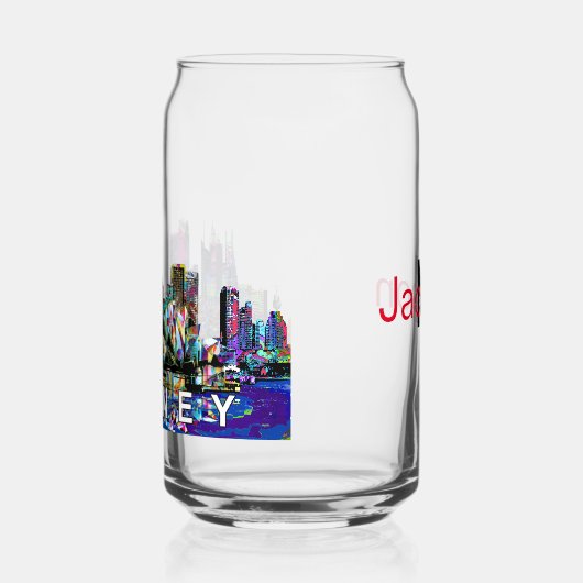 Sydney in graffiti met monogram blikvorm glas (Links)