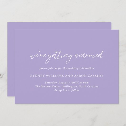 Sydney Lavender Modern Wedding Kaart (Voorkant / Achterkant)
