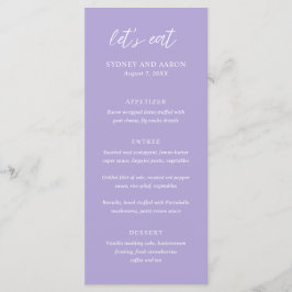 Sydney Lavender Modern Wedding Menu