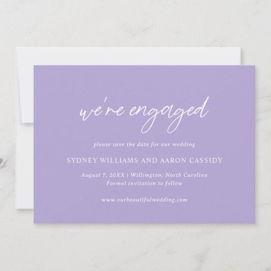 Sydney Lavender Modern Wedding Save The Date (Voorkant)