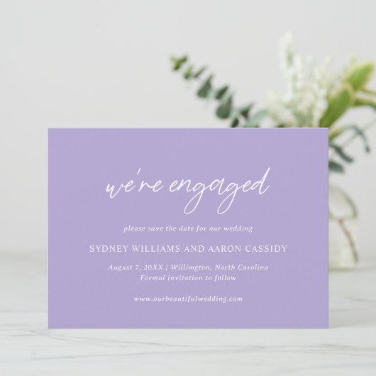 Sydney Lavender Modern Wedding Save The Date (Staand voorkant)