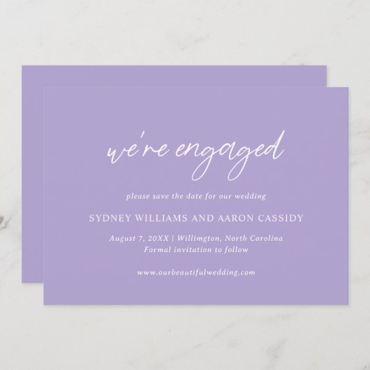 Sydney Lavender Modern Wedding Save The Date (Voorkant / Achterkant)