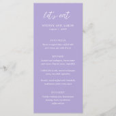 Sydney Lavender Moderne Trouw Menu (Voorkant)