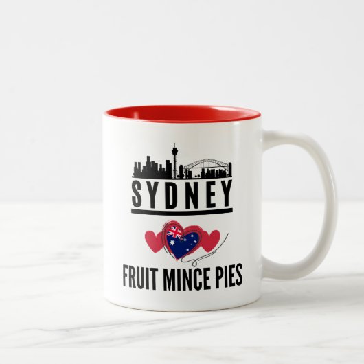 Sydney Liefde Fruit Mince Pies Cityscape Tweekleurige Koffiemok (Rechts)