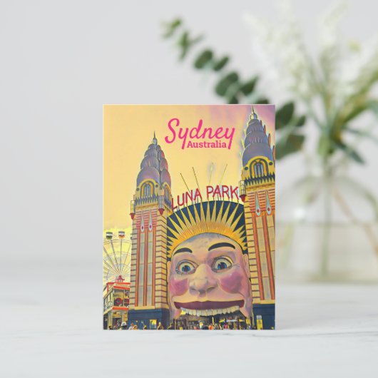 Sydney Luna Park leuk park digitale kunstreizen Briefkaart (Staand voorkant)