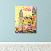 Sydney Luna Park leuk reisblad Canvas Afdruk (Insitu (Houten vloer))