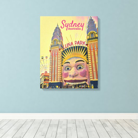 Sydney Luna Park leuk reisblad Canvas Afdruk (Insitu (Houten vloer))