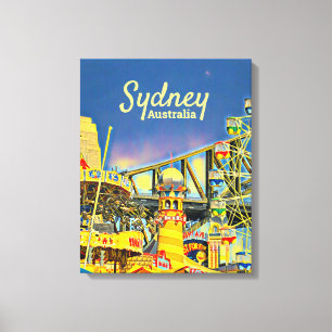 Sydney Luna Park leuk reisblad Canvas Afdruk