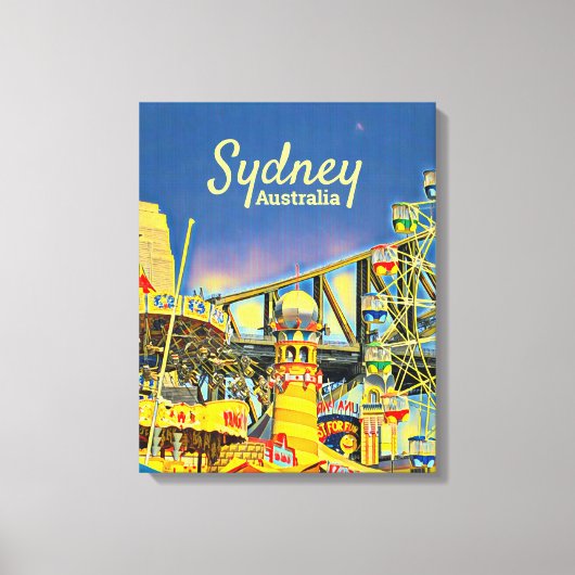 Sydney Luna Park leuk reisblad Canvas Afdruk (Voorkant)
