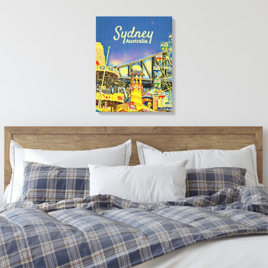 Sydney Luna Park leuk reisblad Canvas Afdruk (Insitu (Slaapkamer))