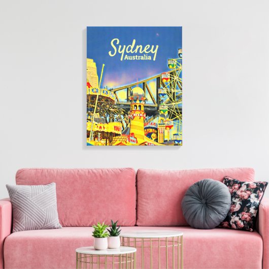 Sydney Luna Park leuk reisblad Canvas Afdruk (Insitu (Woonkamer))