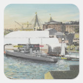 Sydney Maritime Museum van Hotel Balcony. 1998 Vierkante Sticker (Voorkant)