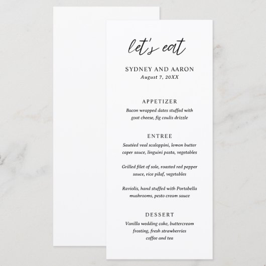 Sydney Moderne Bruiloft Menu (Voorkant / Achterkant)