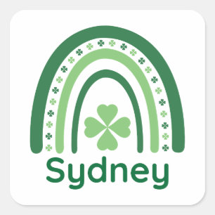 Sydney Name Clover Boho Rainbow Vierkante Sticker