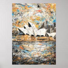 Sydney Opera House Abstract Drip Painting Poster