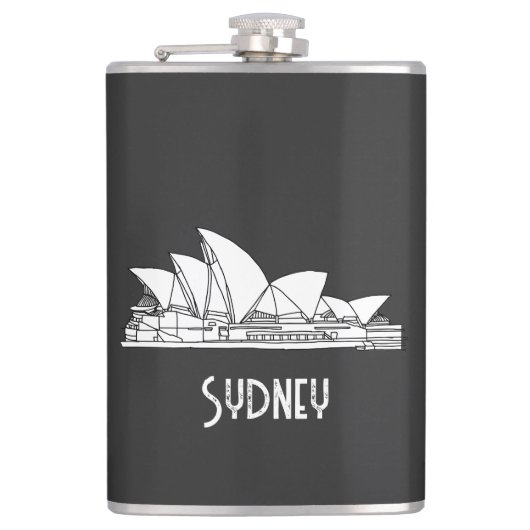 Sydney Opera House Australia tekenend souvenir Heupfles (Voorkant)
