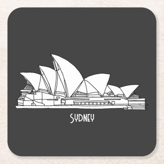 Sydney Opera House Australia tekenend souvenir Kartonnen Onderzetters (Voorkant)
