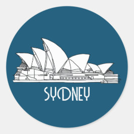 Sydney Opera House Australia tekenend souvenir Ronde Sticker