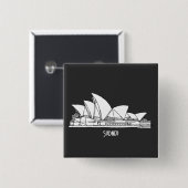 Sydney Opera House Australia tekenend souvenir Vierkante Button 5,1 Cm (Voorkant /achterkant)