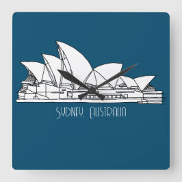 Sydney Opera House Australia tekenend souvenir Vierkante Klok