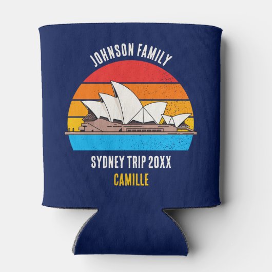 Sydney Opera House Australia Trip Custom Blue Blikjeskoeler (Achterkant)