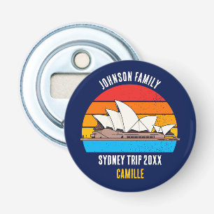 Sydney Opera House Australia Trip Custom Blue Button Flesopener