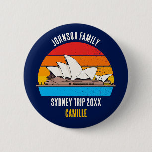 Sydney Opera House Australia Trip Custom Name Labe Ronde Button 5,7 Cm