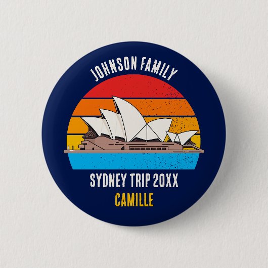 Sydney Opera House Australia Trip Custom Name Labe Ronde Button 5,7 Cm (Voorkant)