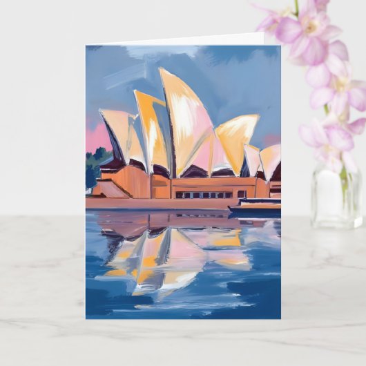 Sydney Opera House Australië Aquarel Kaart (Orchidee)