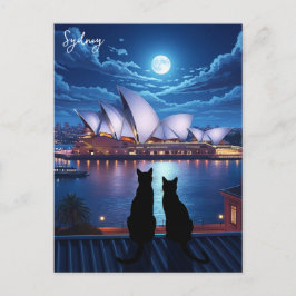 Sydney Opera House Australië katten bij nacht Briefkaart