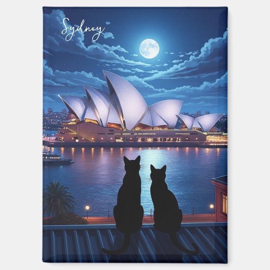Sydney Opera House Australië katten bij nacht Magneet (Voorkant)