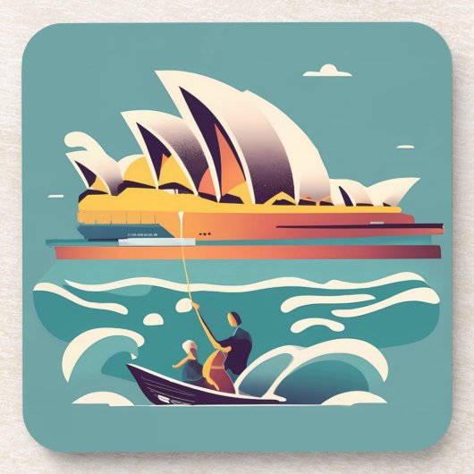 Sydney Opera House Australië schilderij souvenir Bier Onderzetter (Voorkant)
