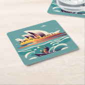 Sydney Opera House Australië schilderij souvenir Kartonnen Onderzetters (Schuin)