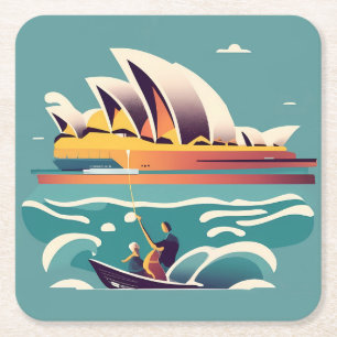 Sydney Opera House Australië schilderij souvenir Kartonnen Onderzetters