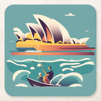 Sydney Opera House Australië schilderij souvenir Kartonnen Onderzetters