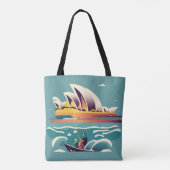 Sydney Opera House Australië schilderij souvenir Tote Bag (Achterkant)